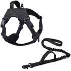Coleira Peitoral Power + Guia Elástica Cachorro Madog Preto Xg