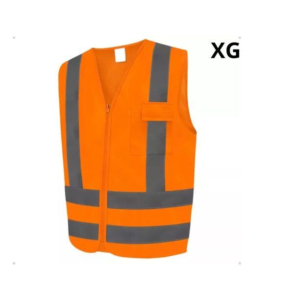 Colete De Segurança Refletivo Com Faixa Sinalizador Laranja Xg