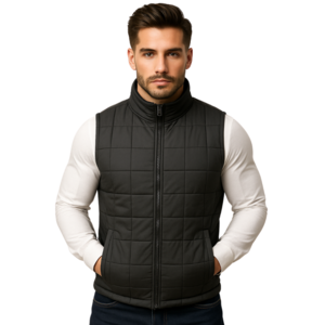 Foto de Colete Profissional Nylon Puffer Forro Zíper Masculino Preto