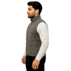 Colete Profissional Puffer Nylon Forro Zíper Masculino Cinza