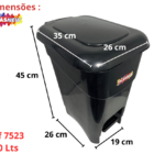 Coletor Cesto Lixeira De Pedal 20 Lt Plasnew Preto