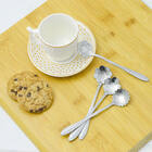 Colher Colherzinha Café Chá Formato Flor Inox Prata 4 Peças