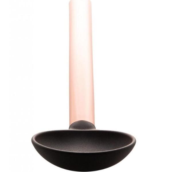 Colher De Arroz Nylon Preta Cabo De Aço Inox Rose Gold 34cm