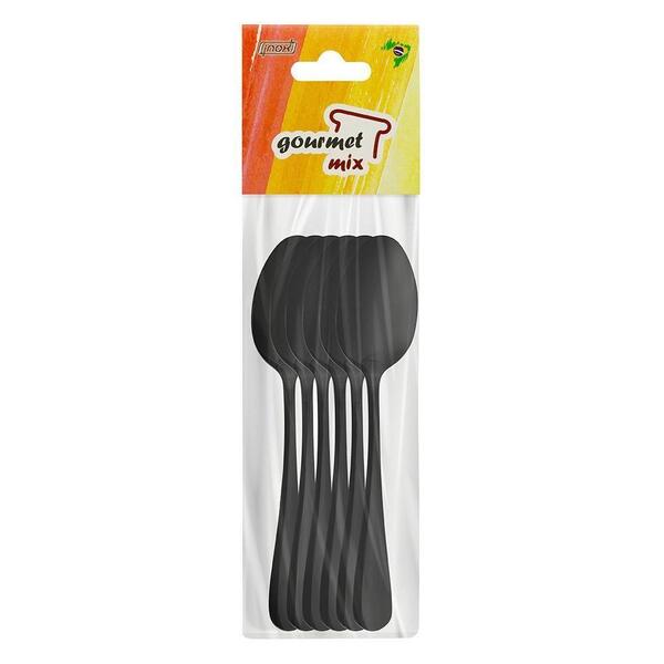 Colher De Mesa Elite Glamour Preta 6 Peças Gourmet Mix