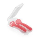 Colher E Garfo Com Estojo Higiênico Funny Meal 6+m Rosa Multi