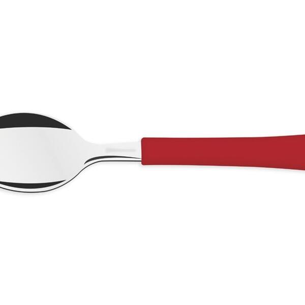 Colher Para Sobremesa Leme Vermelho Lamina De Aco Inox E Cabo