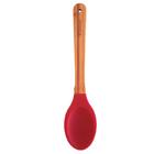 Colher Talher Silicone Bambu Utensílio Cozinha Vermelho