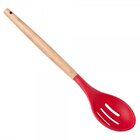 Colher Vazada De Silicone Com Cabo Madeira 32 Cm - Clink