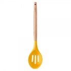 Colher Vazada De Silicone Com Cabo Madeira 32 Cm - Clink