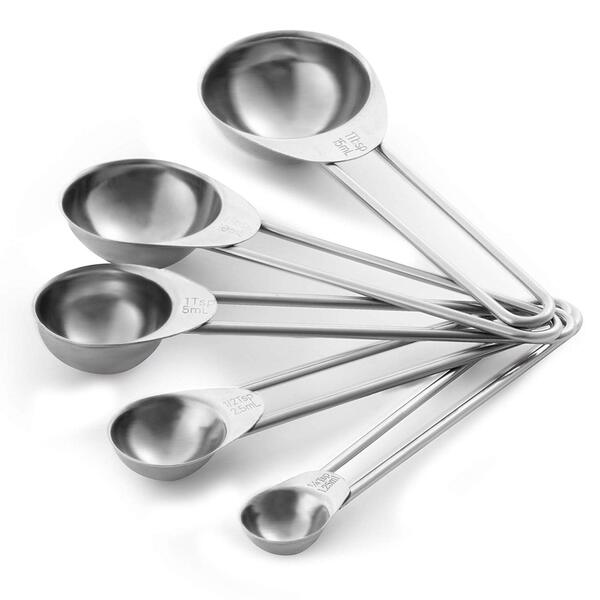 Colheres Medidoras Inox Com 5 Unidades  Cinza