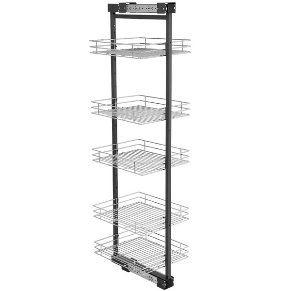 Coluna Deslizante Com 5 Cestos Aramados 41x25cm Para Armário