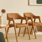 Combo 2 Cadeiras De Jantar Modernas Madeira Maciça Encosto Er