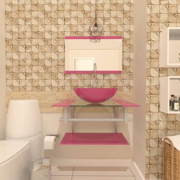 Combo 2 Em 1 Gabinete De Vidro 60cm Ac Com Cuba Redonda + Tor