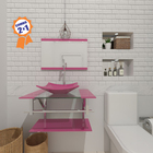 Combo 2 Em 1 Gabinete De Vidro 60cm Iq Inox Com Cuba Quadrada