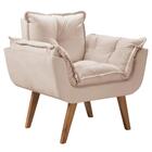 Combo 2 Poltronas Decorativas Perola Com Pés Madeira Suede Be