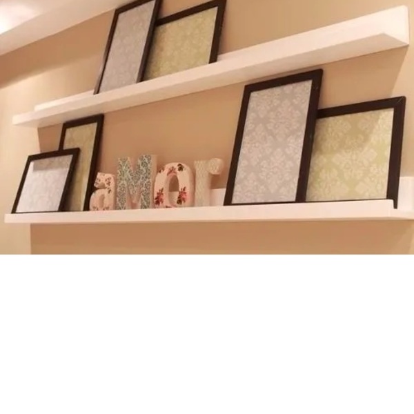 Combo 2 Prateleiras Porta Quadro Branco Mdf 90 Cms