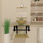 Combo 2x1 Gabinete De Vidro 40cm Ap Com Cuba Redonda + Tornei