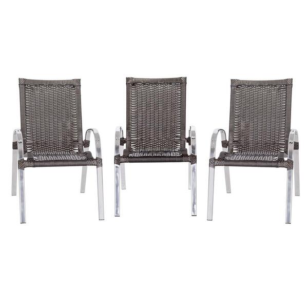 Combo 3 Cadeiras Colombia Para Área, Varanda Em Aluminio E Fi