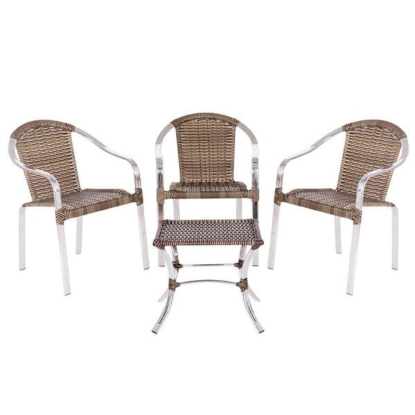 Combo 3 Cadeiras Toquio 1 Mesa Baixa Colombia Para Área, Vara