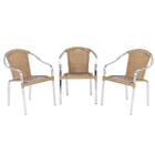 Combo 3 Cadeiras Toquio Para Área, Varanda Em Aluminio E Fibr