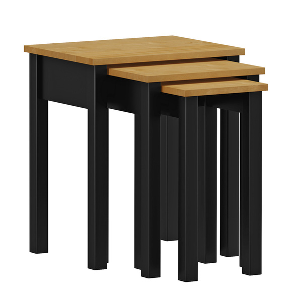 Combo 3 Mesas De Apoio Linha Madri Carvalho/preto Madeira Mac