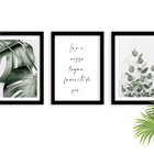 Combo 3 Quadros Decorativos Com Moldura Folhas Minimalista
