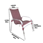 Combo 4 Cadeiras Emily Com 2 Espreguiçadeiras Catar + Mesa De
