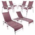 Combo 4 Cadeiras Emily Com 2 Espreguiçadeiras Catar + Mesa De