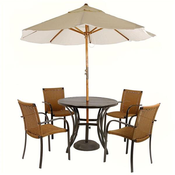 Combo 4 Cadeiras Fibra  Estonado E Mesa  Preta E  Bege