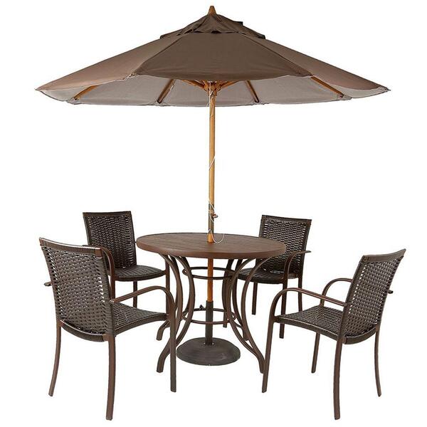 Combo 4 Cadeiras Fibra Tabaco, Mesa  E  Marrom