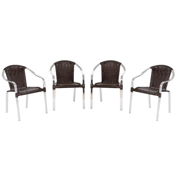 Combo 4 Cadeiras Toquio Para Área, Varanda Em Aluminio E Fibr