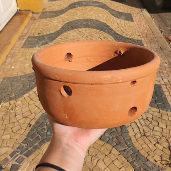 Combo 5 Vasos Cachepots 25cm De Cerâmica Furado P/ Orquídeas