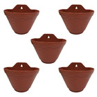 Combo 5 Vasos De Parede 20cm Meia Lua P/ Plantas Terracota