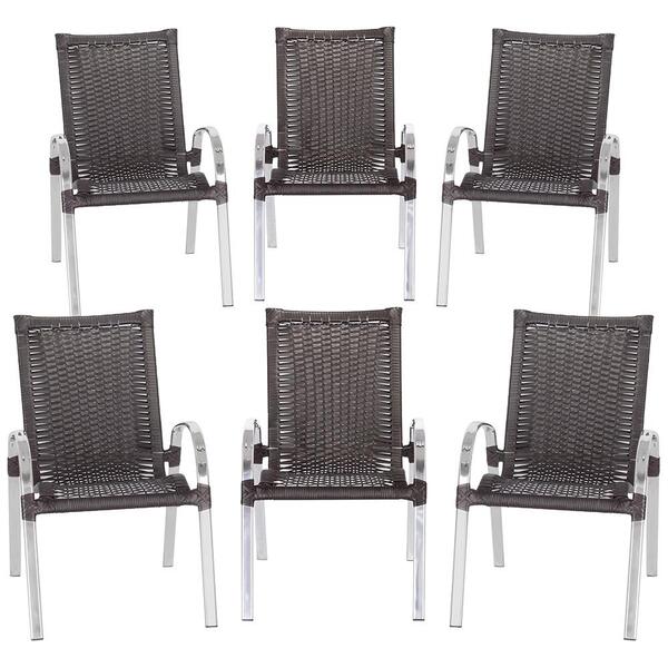 Combo 6 Cadeiras Colombia Para Área, Varanda Em Aluminio E Fi