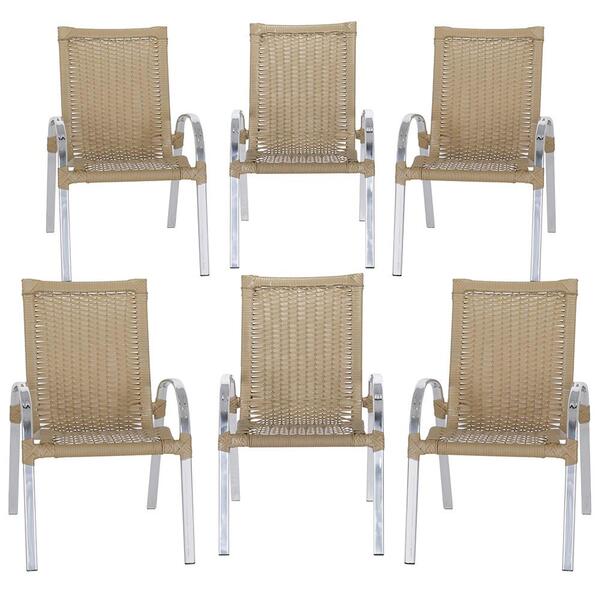 Combo 6 Cadeiras Colombia Para Área, Varanda Em Aluminio E Fi