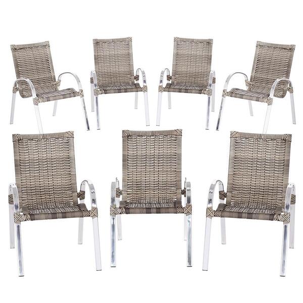Combo 7 Cadeiras Colombia Para Área, Varanda Em Aluminio E Fi