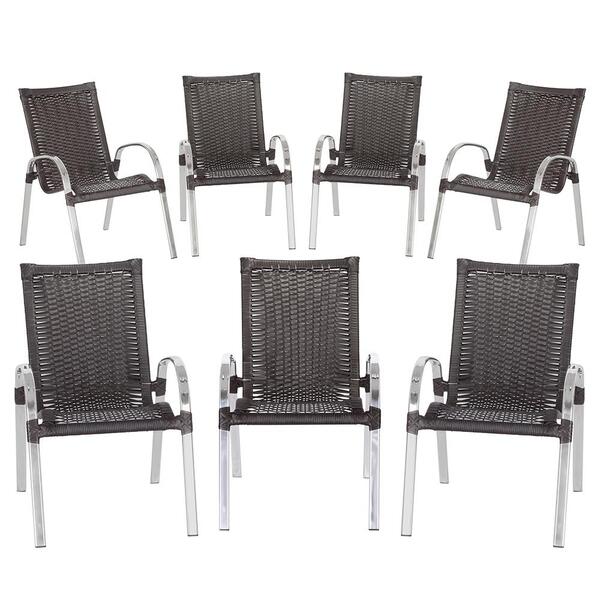 Combo 7 Cadeiras Colombia Para Área, Varanda Em Aluminio E Fi