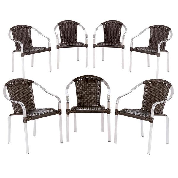Combo 7 Cadeiras Toquio Para Área, Varanda Em Aluminio E Fibr