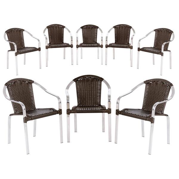 Combo 8 Cadeiras Toquio Para Área, Varanda Em Aluminio E Fibr