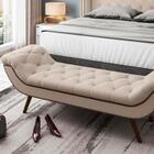 Combo Cabeceira Recamier Queen 160cm Linho Bege Ursa/cisne