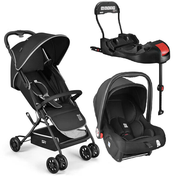 Combo Carrinho De Bebê Compacto Spy Preto + Bebê Conforto Mul