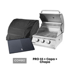 Combo Churrasqueira À Gás Mikazza G2 Pro 3 + Capa + Chapa - G