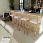 Combo De 3 Banquetas Empilhável Alta Para Bar Cor Dourado Fos