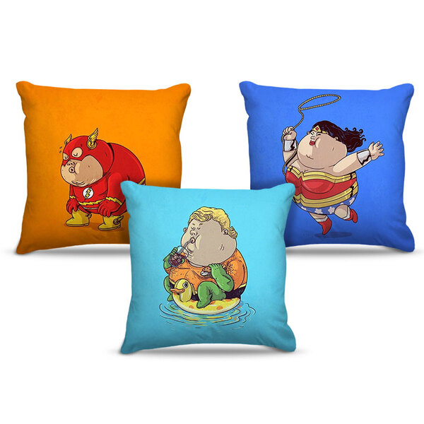 Combo De Almofadas (3 Unidades) Herois Gordos 03 45x45cm