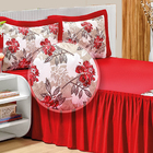 Combo Jogo De Cama + Cortina Casa Dona Forest 4 Peças Vermelho