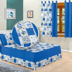 Combo Jogo De Cama + Cortina Casa Dona Moçambique 4 Peças Roy
