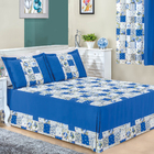 Combo Jogo De Cama + Cortina Casa Dona Moçambique 4 Peças Roy