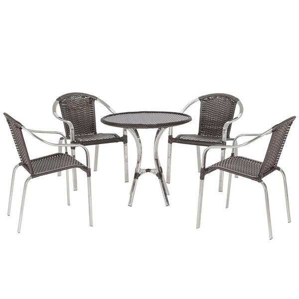 Combo Mesa Com 4 Cadeiras Em Aluminio E Fibra (cadeiras Toqui