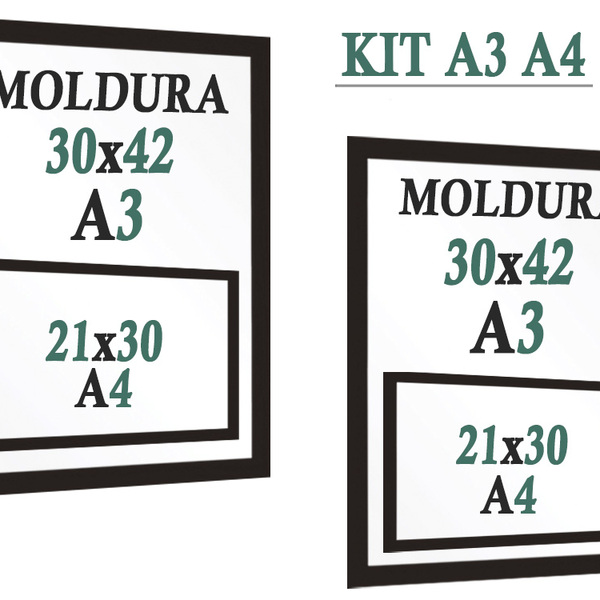 Combo Moldura A3 A4 Quadro Decorativo Com Petg