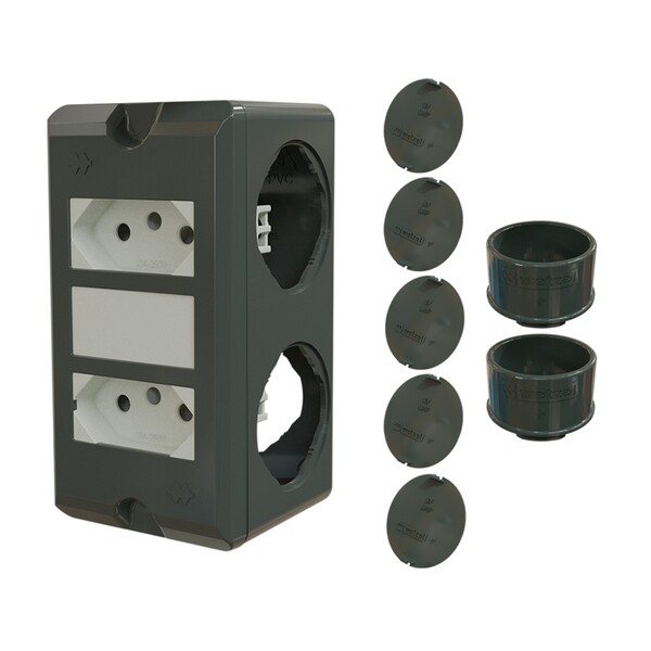 Combo Poliwetzel PVC 1" com 2 Tomadas 10A 2 Conectores e 5 Tampões Wetzel